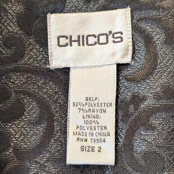 Chico's black and forest green brocade swing jacket blazer EUC size 2 Medium - Picture 9 of 10